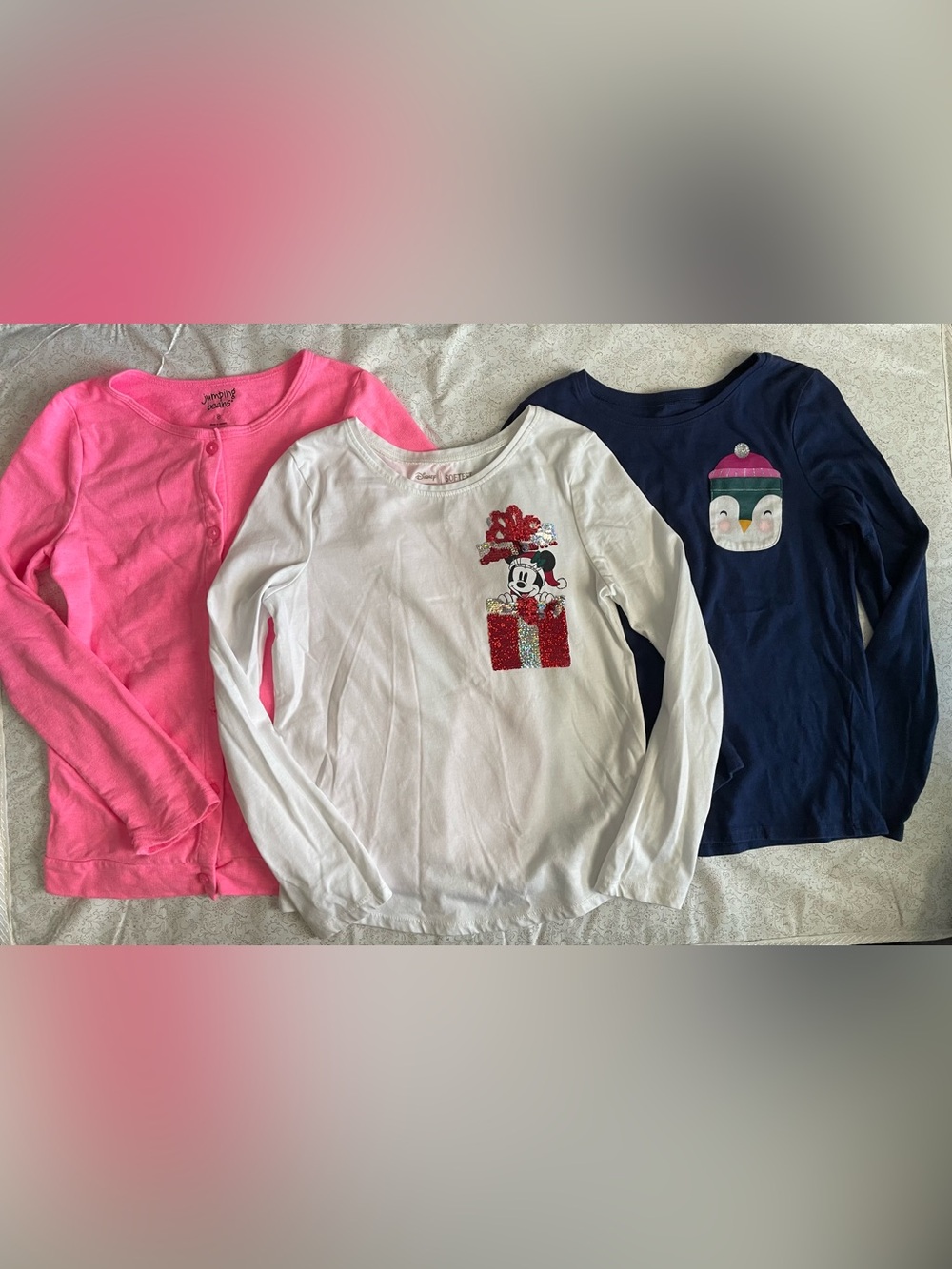Jumping Beans Winter Holiday Long Sleeve Tee Cardigan Lot of 3 Girls Size 8 Soft